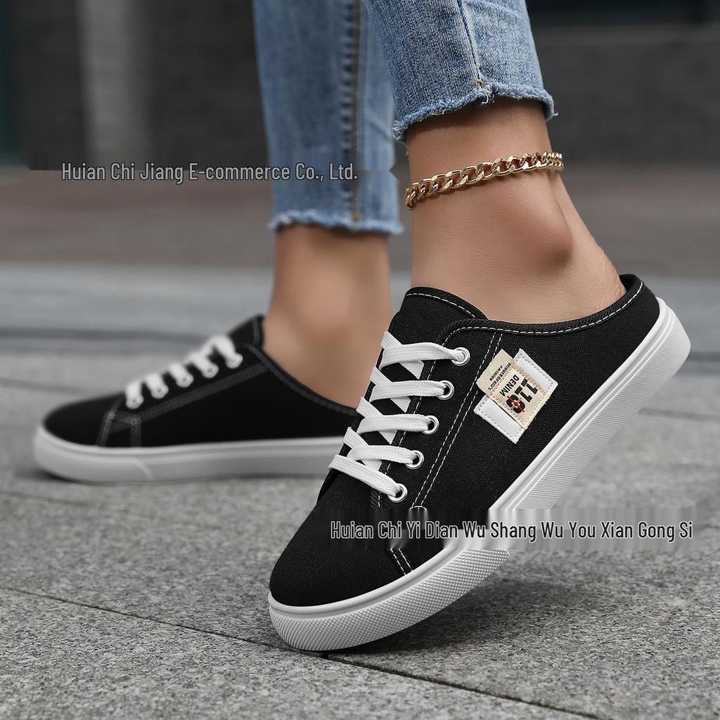 Spot Canvas Slip-On Spring White Flat Shoes