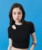 KOLEAT Women Crop Cutout Slim Ribbed Short Sleeve Tee [Black]