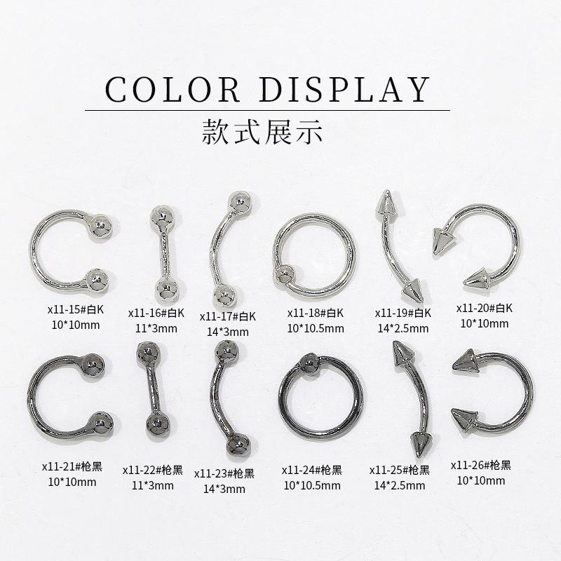 10Pcs Metal Nail Studs 3D Alloy Nail Charms  Silver Mixed Shapes Nail Art Decorations DIY Manicure Accessories