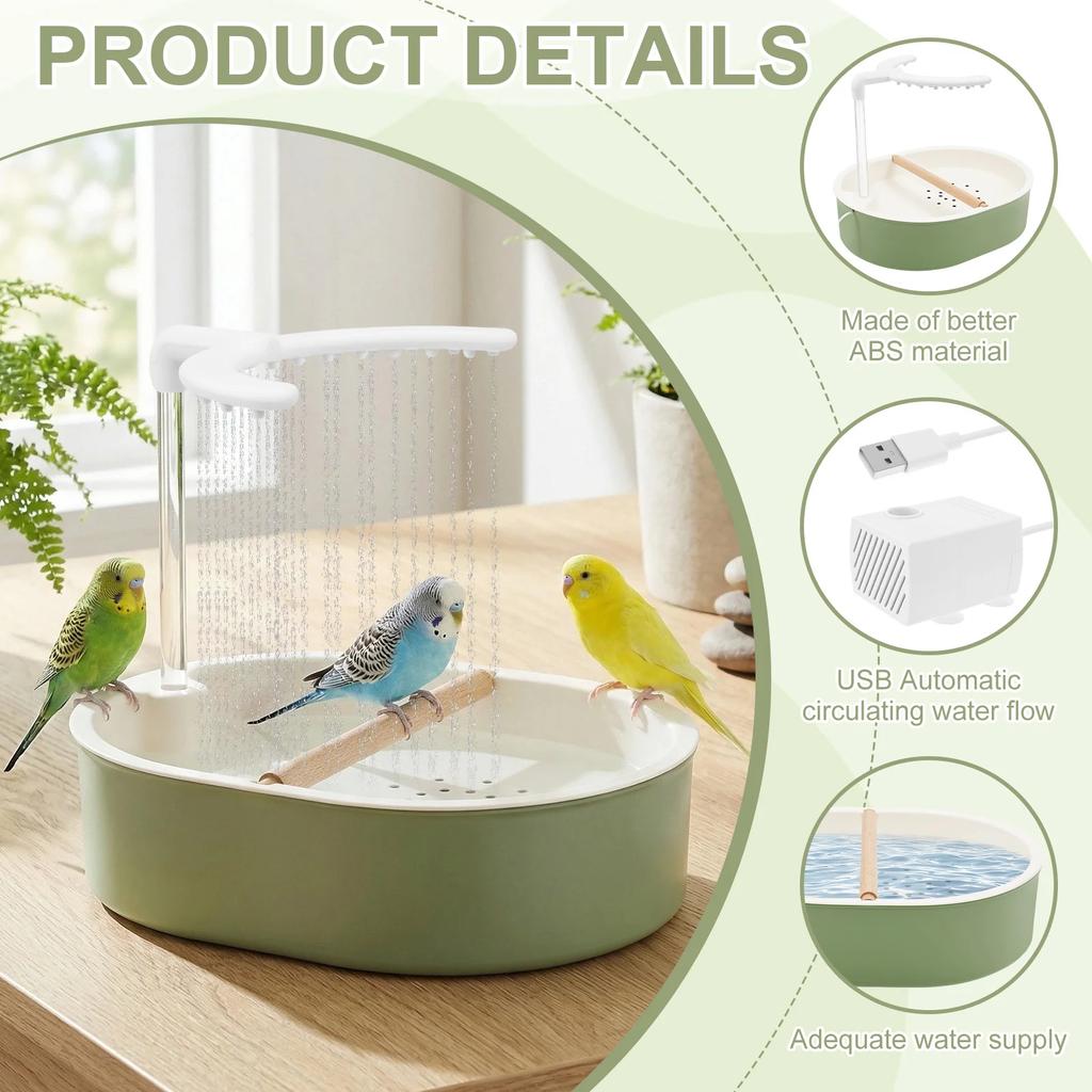 Automatic Parrot Bird Bath Tub USB Electric Pet Circulating Water Flow Bird Bathtub Shower Fountain Pet Supplies