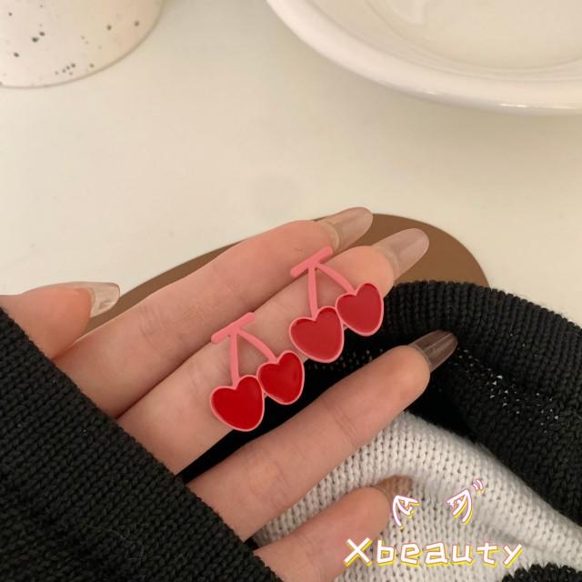 2024 D Retro Wine Red Velvet Rose Pearl Earrings: Hong Kong Style, Autumn/Winter Trend