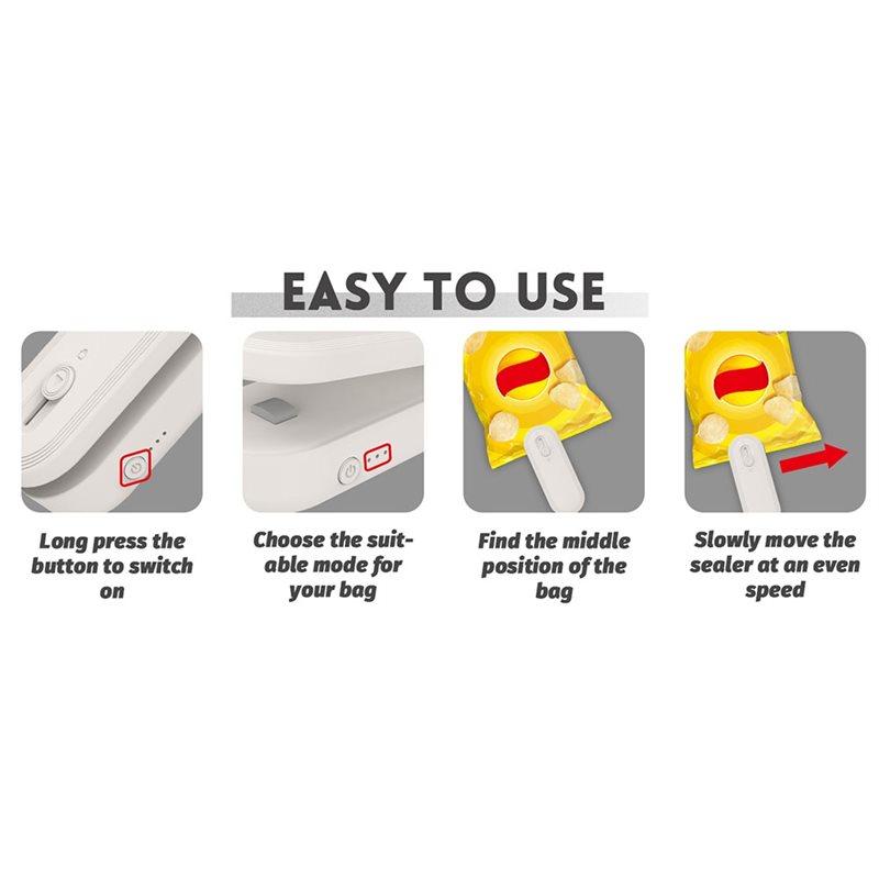 A78E-Mini Bag Sealer Handheld Heat Seal Chip Bag Sealer 3 Heat Modes, Magnetic Design
