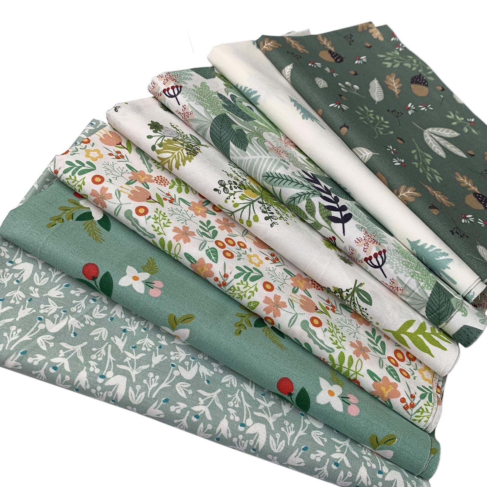 

Floral Quilting Fabric Green Pine Cone Pattern 7-Piece Scraps, 100% Cotton, 46x56cm, Series, зелений