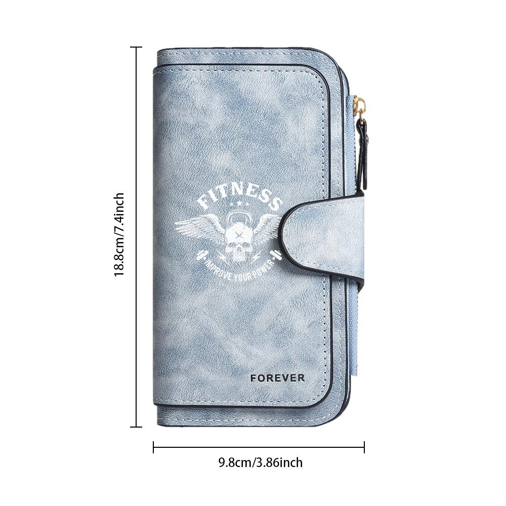 Fitness Skull Leather Wallet Large Capacity Multi Slot Casual Purse for Daily Use