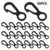 20Pcs Durable Black Plastic Snap Hooks Sturdy Buckles for Keychains Backpacks Camping Travel Outdoor Activities