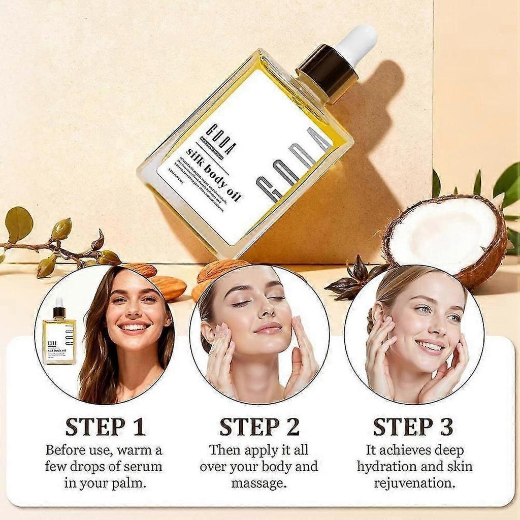 1-3pcs GODA Silk Body Oil,Perfume Oil,Bath & Shower Oil Smooth Skin 50ML/PCS less