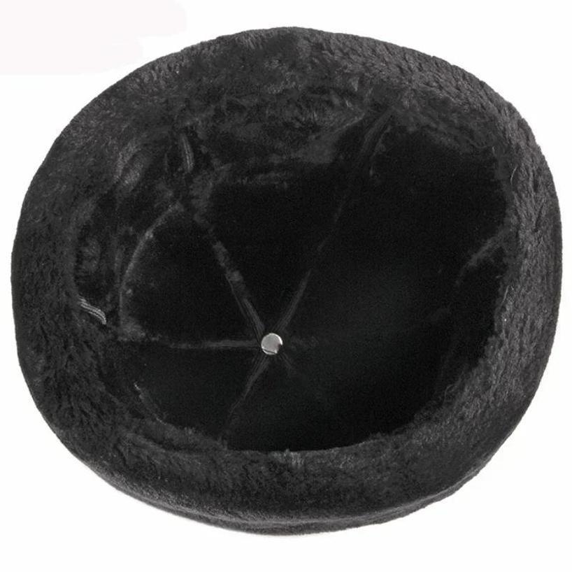 New Outdoor Warm Winter Hat PU Leather Old Man Hat Anti Snow Windproof Retro Style With Added Velvet Insulation Landlord Hat