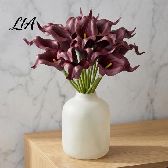 Lifelike PU Orchid Stems 5Pcs Artificial Calla Lilies, Elegant Faux Lily Flowers, Fake Maintenance Free Table Decorations Flower Bouquet