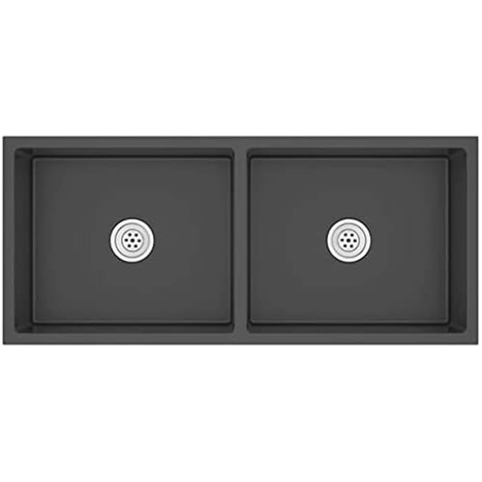 Évier de cuisine - VIDAXL - Rectangulaire - 2 bacs - Inox noir - Design contemporain