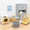 Pretend Play Laundry Set Kids Toy Washing Machine Ironing Board Laundry Basket Fan and Cleaning Cart Accessories for Role Play