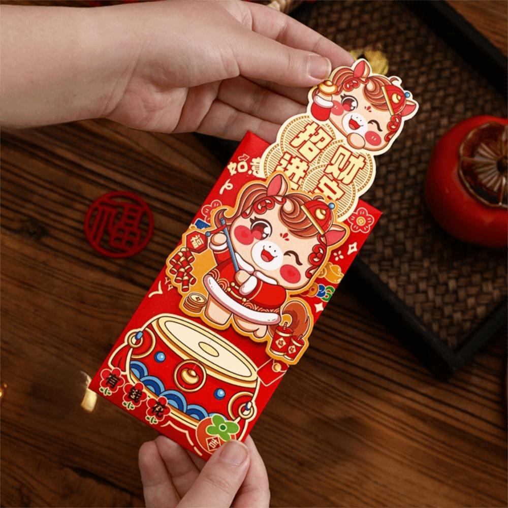 4pcs Fortune Chinese Style Red Envelope Paper Blessing Money Pouch Traditional Lucky Money Packets New Year