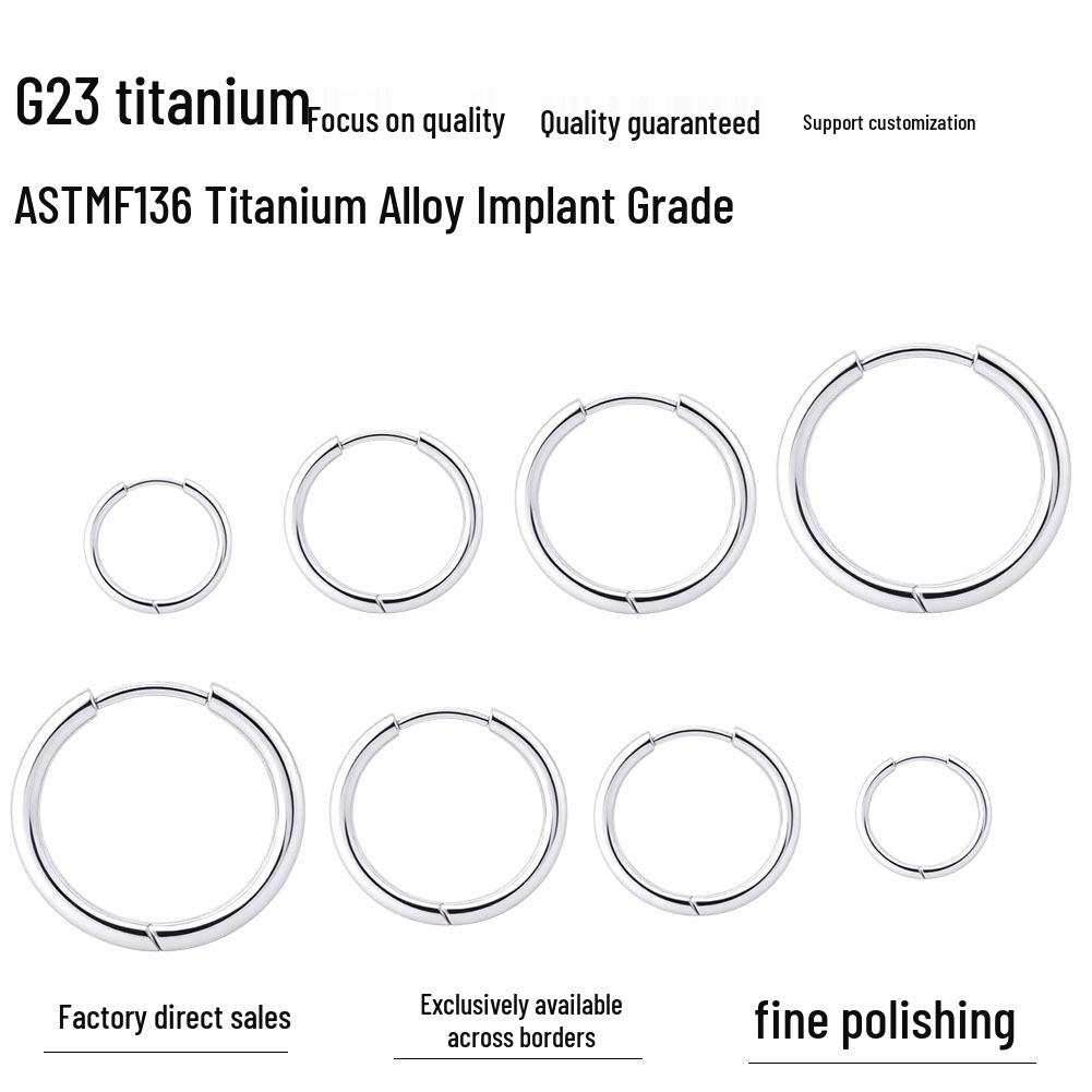 G23 Titanium Alloy Ear Cuff & Hoops Earrings for Men & Women - Plain Circle Body Piercing Jewelry