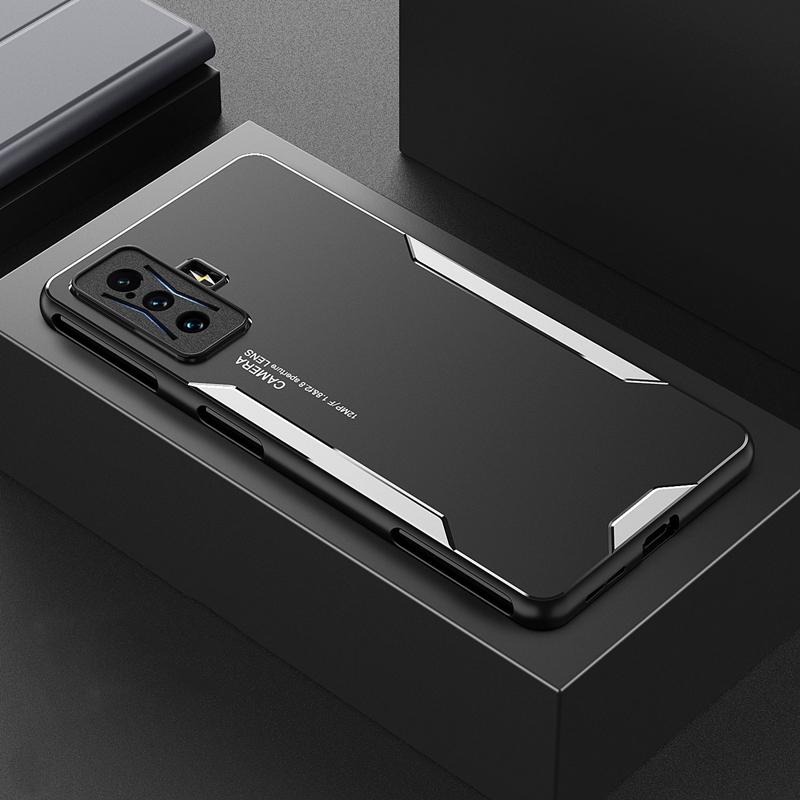 For POCO F4 GT Case PC Aluminum Alloy Back Plate Silicone Cover For Xiaomi POCO F4 F3 GT Redmi K50 K40 Gaming Shockproof Bumper For POCO F4 GT серебряный