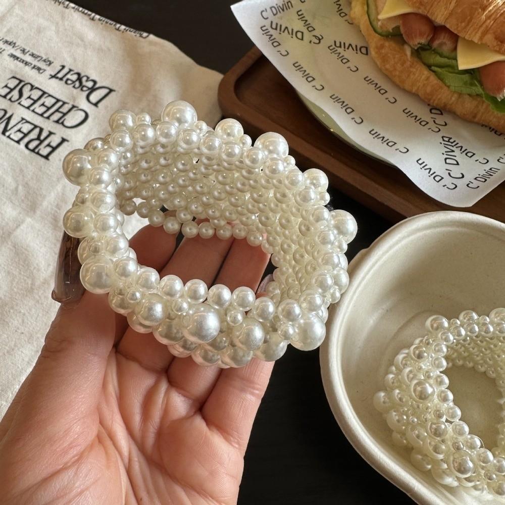 Baroque Pearls Bracelet Elastic Wide Bangle Minority Women Bracelet  Gift