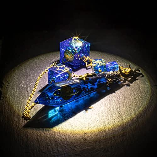 FUNSHOWCASE Pendulum Silicone Molds, Set of 12 (220 Beads Kit Included), with Caps for Crystals, Natural Stones, Minerals, Orgonite, UV Resin, Epoxy R