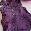 2025 Summer Skinny Versatile Top Purple Temperament Design Printed Sleeveless Vest Women