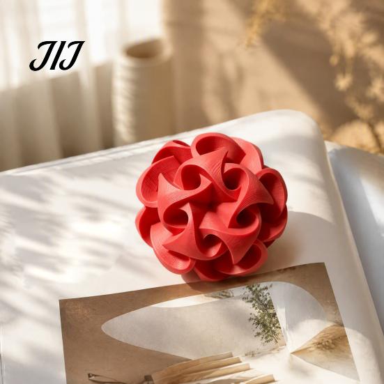 Versatile Office Desk Accessories 3D Printed Geometric Hollow Sphere Sculpture, Abstract Twisted Flower Fine Craftsmanship Decor Ball Ornament, Modern