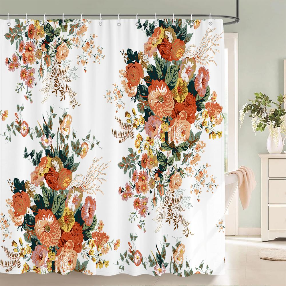 3d Flowers Pattern Shower Curtains Bathroom Curtain 180*180cm Waterproof With 12 Hooks Home Decor Washable Fabric Bath Screen