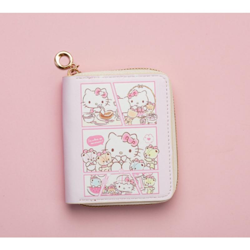 

Короткий женский мультяшный кошелек Hello Kitty Милый студенческий кошелек с принтом для мелочи Tide Sanrio 11*8.5*2cm