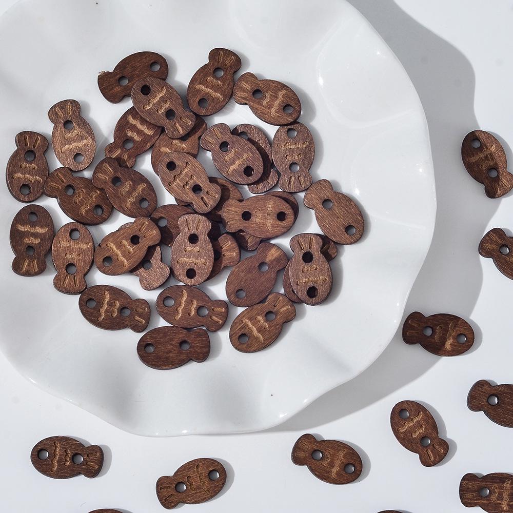Teddy Bear & Kitten Cartoon Wood Buttons - DIY Bracelet & Necklace Beading Kit