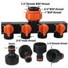 Divisores de Agua de 4 Vías de 1" a 3/4" a 1/2" Conector de Riego de Jardín Válvula Distribuidora para Grifo Exterior Aspersor