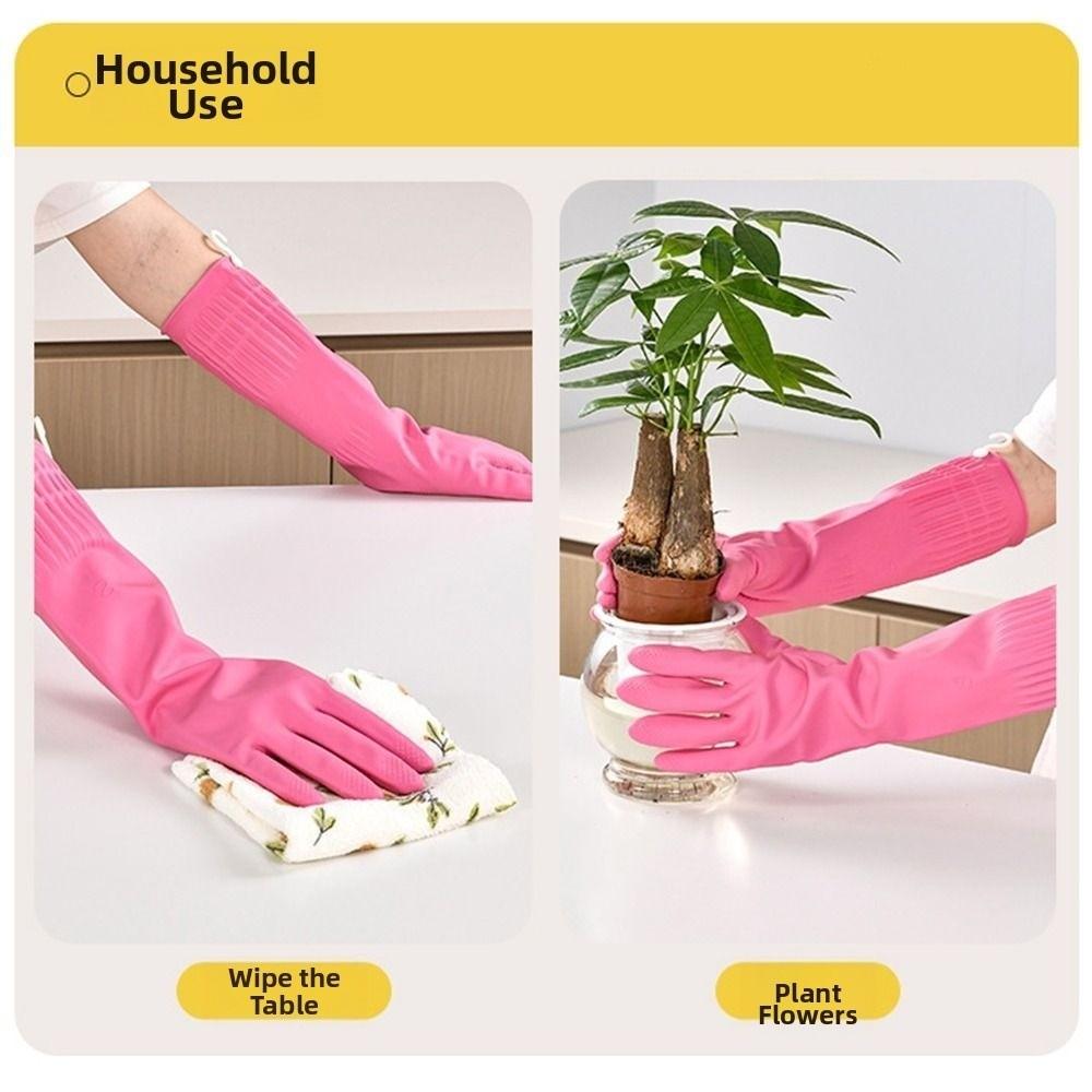 Pink Dishwashing Gloves Thickened Kitchen Gloves New Cleaning Gloves Cleaning Supplies