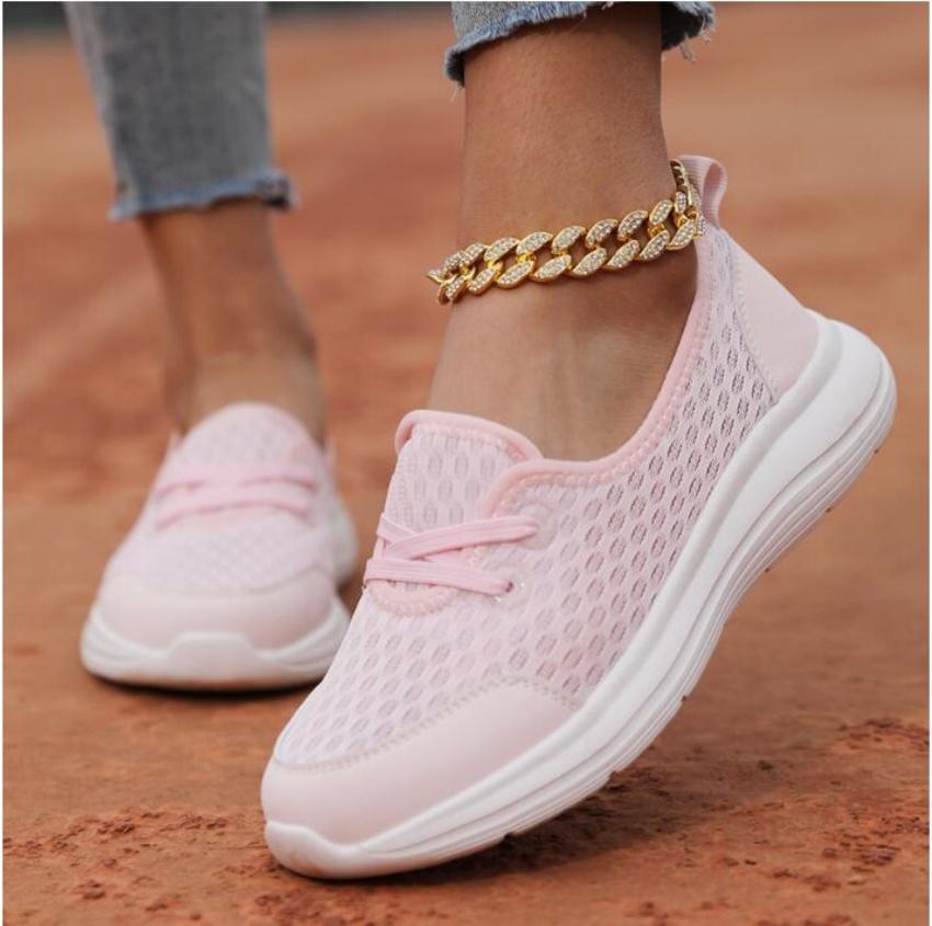 Mesh Casual Soft Sole Lightweight Running and Sports Women Shoes Comfortable Breathable Flat Bottomed Outdoor Fitness Shoes