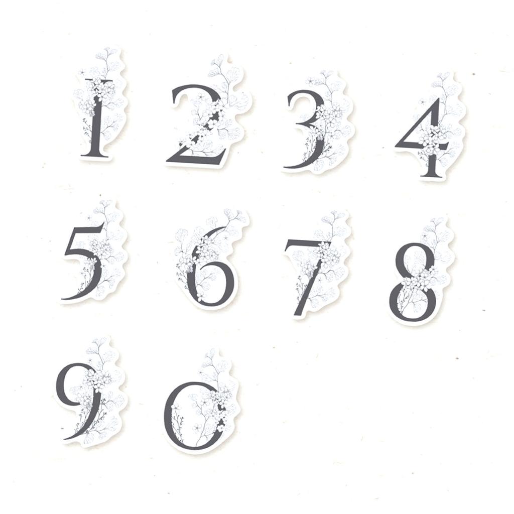 30 Pieces Number Decorative Stickers with Flower Decor Elegant Stylish Self Adhesive Floral Number