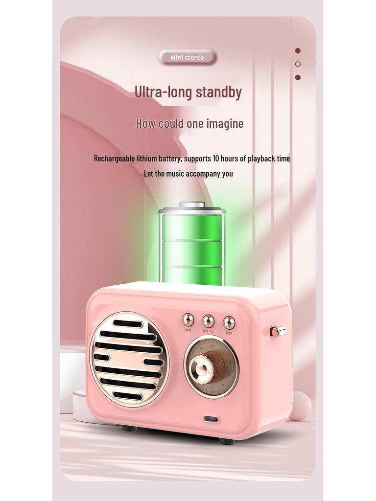 W13 Retro Mini Wireless Outdoor Portable Radio Speaker with Loud Bass