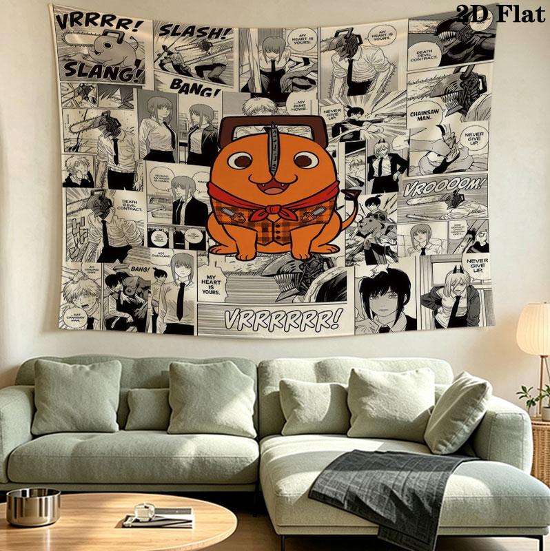Tapestry Ścienne Chainsaw Man Estetyczna Dekoracja Ścienna Drukowany Materiał Koc Dekoracyjne Tapiserie Do Sypialni Salonu Wystrój Domu