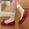 Women's Spring and Summer New Pure Cotton Hollow Bow Breathable Boneless Ear Tube Stack Socks
