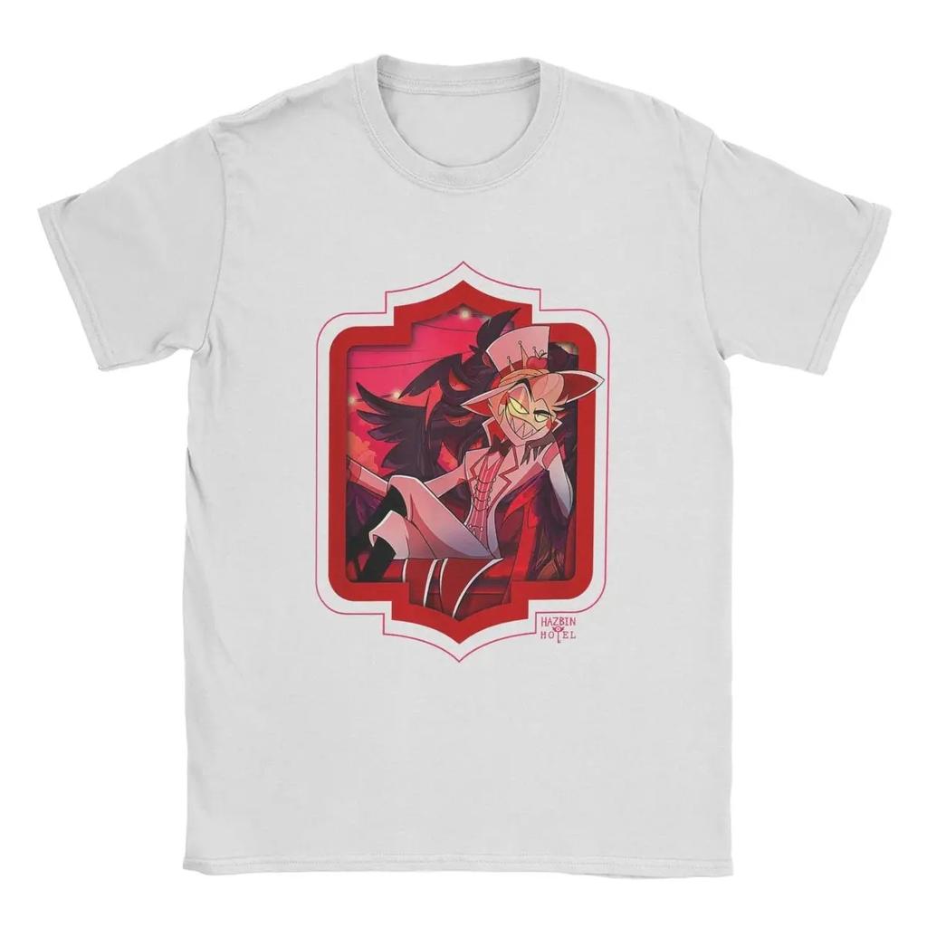 Herren Hazbin T-Shirt Hotels Adam Casual 100% Baumwoll-Tees Kurzarm Anime Actionfigur Cartoon T-Shirts O-Ausschnitt Kleidung Shirts