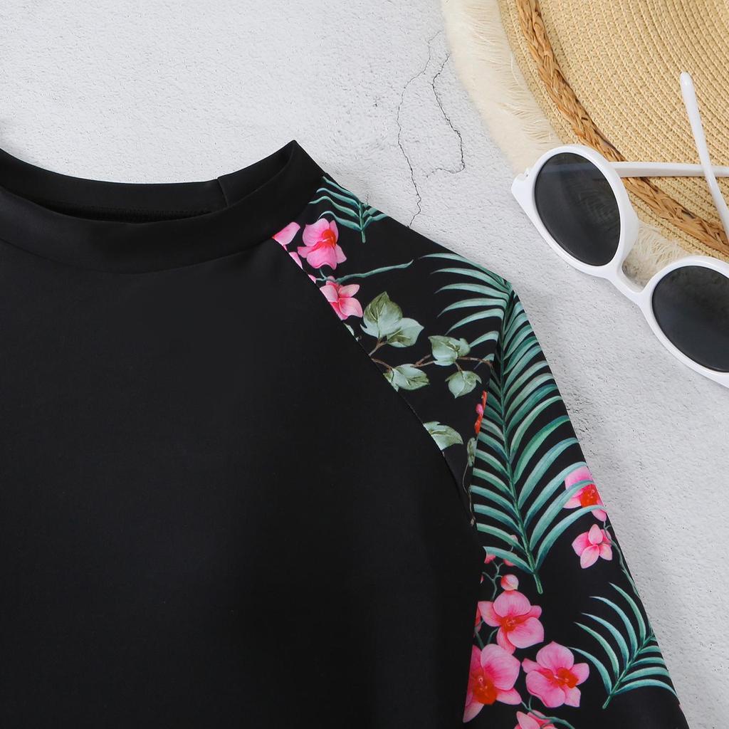 Dámské dvoudílné konzervativní bikiny s dlouhým rukávem a digitálním potiskem pro rok 2024