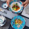 Creative Chinese Style Dinner Plate Light Luxury Restaurant Steak Plates Exquisite Flower Breakfast Salad Plate Home Tableware