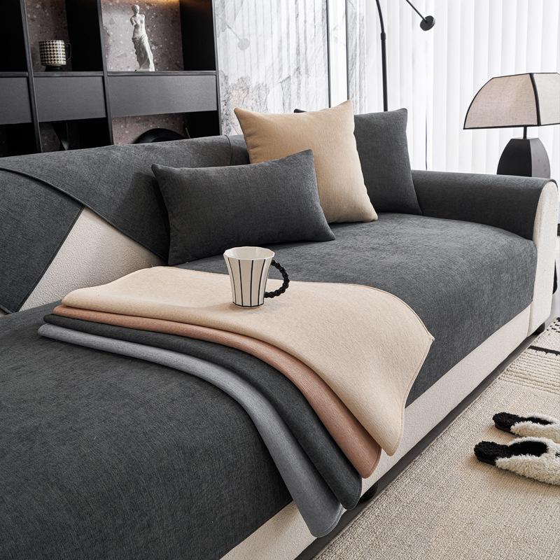 2025 New Waterproof Chenille Sofa Cushion - Modern Gray Series Seat Cover