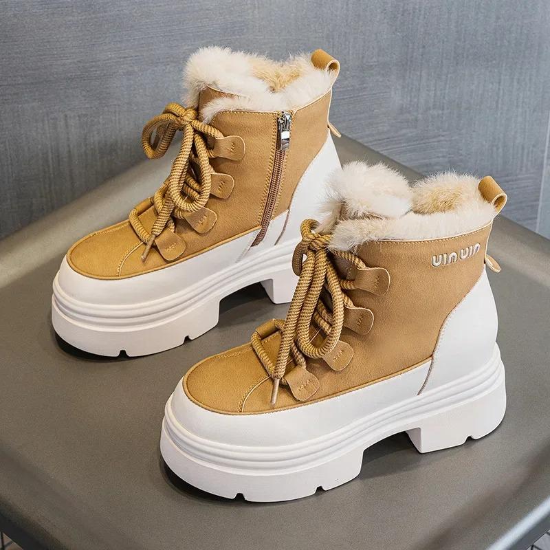 

Fashion Winter Plus Fleece Thickened Waterproof Non-slip Snow Boots New Fashion Cotton Boots Thick Sole Inside Elevation Boots 34 хакі