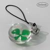 Transparent Circular Lucky Four-leaf Clover Phone Strap AirPod Bag Keychain