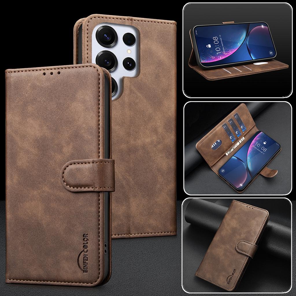 Custodia a Portafoglio Flip in Pelle di Lusso per Samsung S26 Ultra S25 Plus S24 S23 S22 A16 A26 A36 A56 A06 A17 A07 Copertura con Supporto a Libro