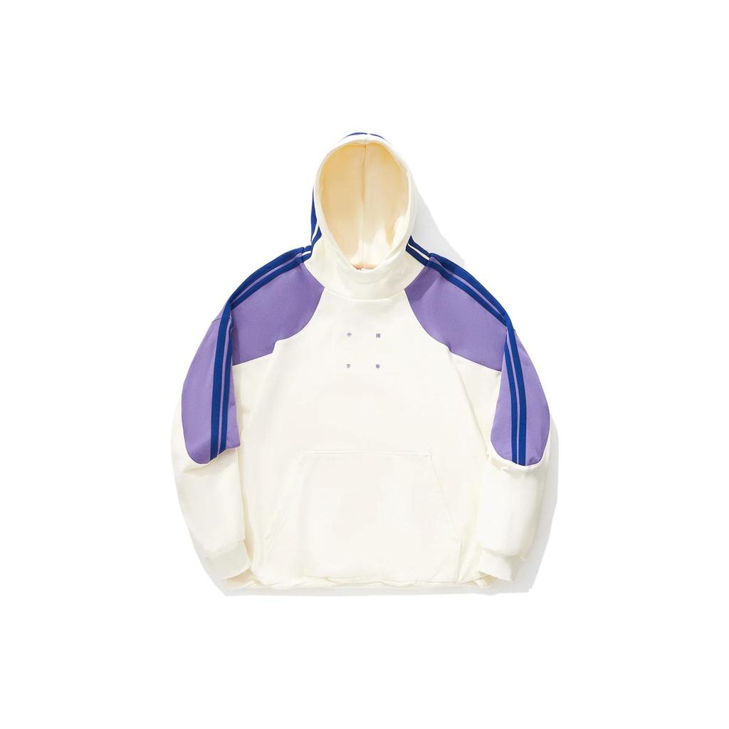 Li Ning Color Block Loose Fit Pullover Hoodie Unisex Hoodies Off-White AWDU341-1