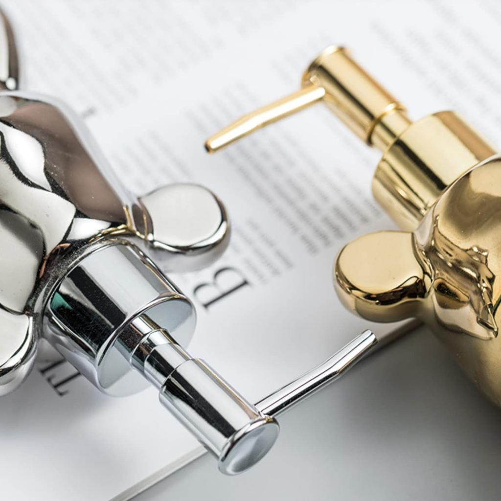 Queen-b Soap Dispenser, Bear Design, Glitter, Stylish, Cute Bear, Refillable Container, Nordic Style, Manual Dispenser Bottle, Shampoo, Conditioner,