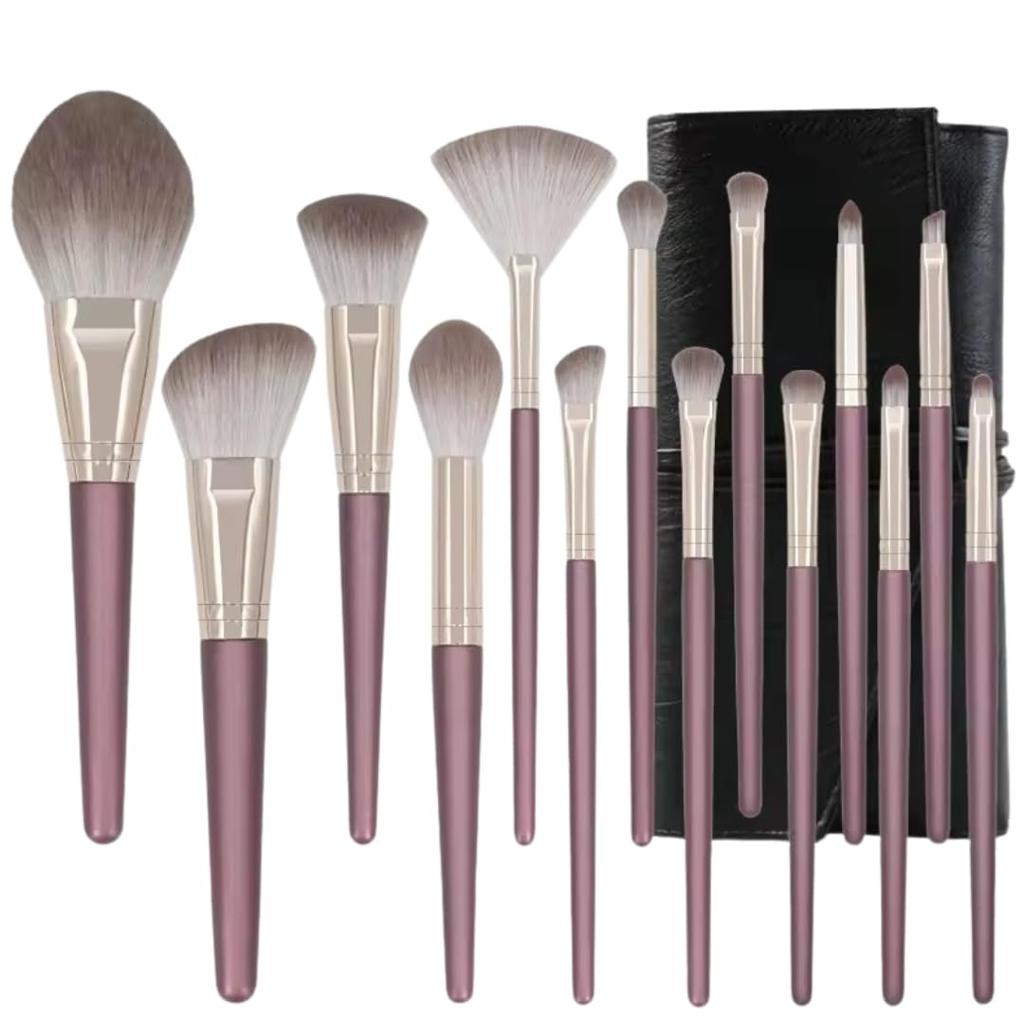 COSLIFESTORE-Makeup Brush Set 14 Pcs Premium Synthetic Foundation Powder Concealers Eye Shadows Blush Makeup Brushes with Black Case