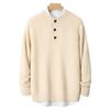 Men's High-End Business Casual 100% Pure Wool Thickened Round Neck Sweater with Buttons - Autumn/Winter Knitwear