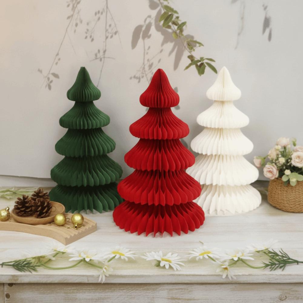 Foldable Paper Christmas Tree 3D Friendly Paper Xmas Tree Model Reusable Exquisite Design 3D Merry Christmas Ornament Wedding