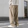 Men'S Corduroy Straight Leg Pants with Drawstring Waist, Pockets, and Logo Design - Stretchy, Casual Fit for Everyday Wear, Spri