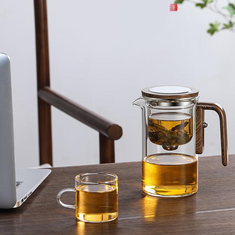 1 Set Glass Teapot With Infuser One Click Magnetic SwitchTea Separation Filtration Glass Tea Pot Drip-Free Spout Tea Pot