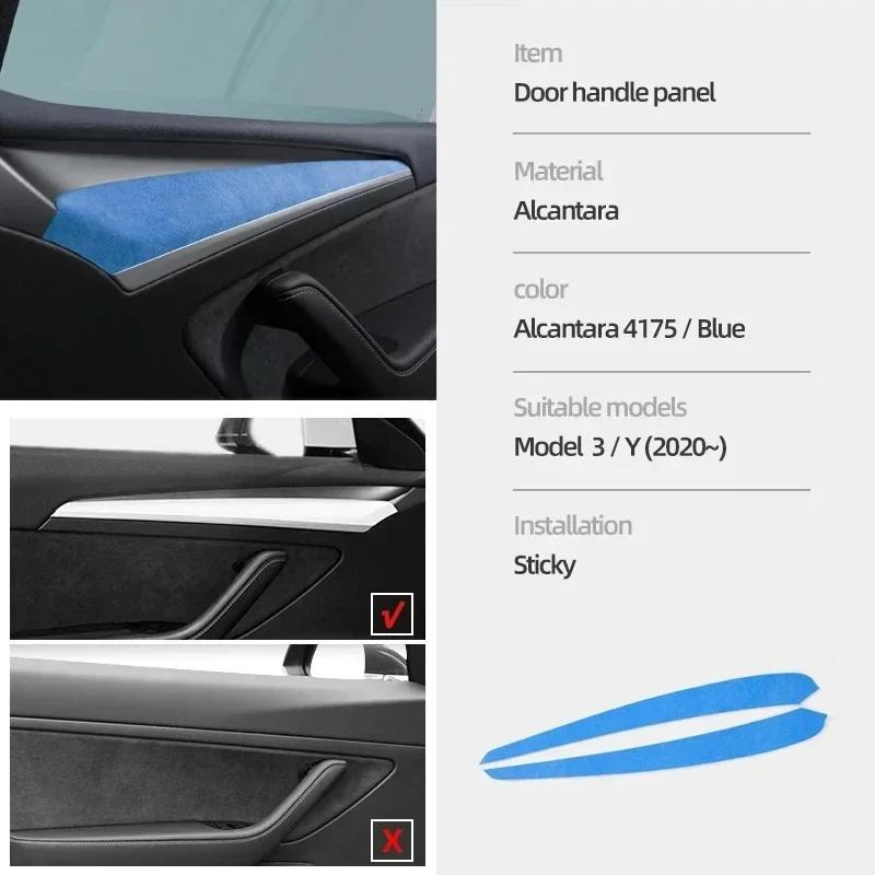 For Tesla Model 3 Model Y - Car Dashboard Door Handle Panel Cover Decorative Wrap Cap Protector Pad Innner Accessories 4175 blue door