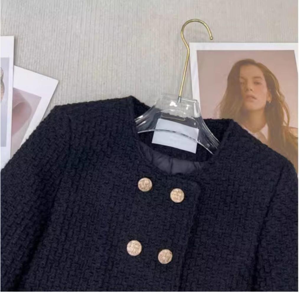 Inner Double Row Button Short Jacket Autumn Winter Elegant Lady Fashion