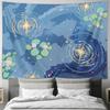 Blue Cosmic Lotus Pond Starlight Pattern Wall Tapestry Machine Washable All Season Decor Art Print Fantasy Nature Design Home