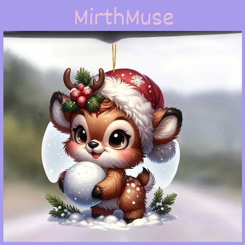 Pendant Christmas Reindeer With Acrylic Flat Surface For Car And Tree Decor