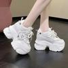 9.5CM Heels Chunky Sneakers Spring Autumn Women Ventilate Shoes Comfortable Casual Leather Shoes Female Non-slip Chunky Sneakers